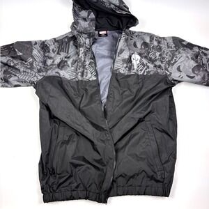 Disney Marvel The Punisher Lightweight Hooded Windbreaker Mens Sz L Black Gray